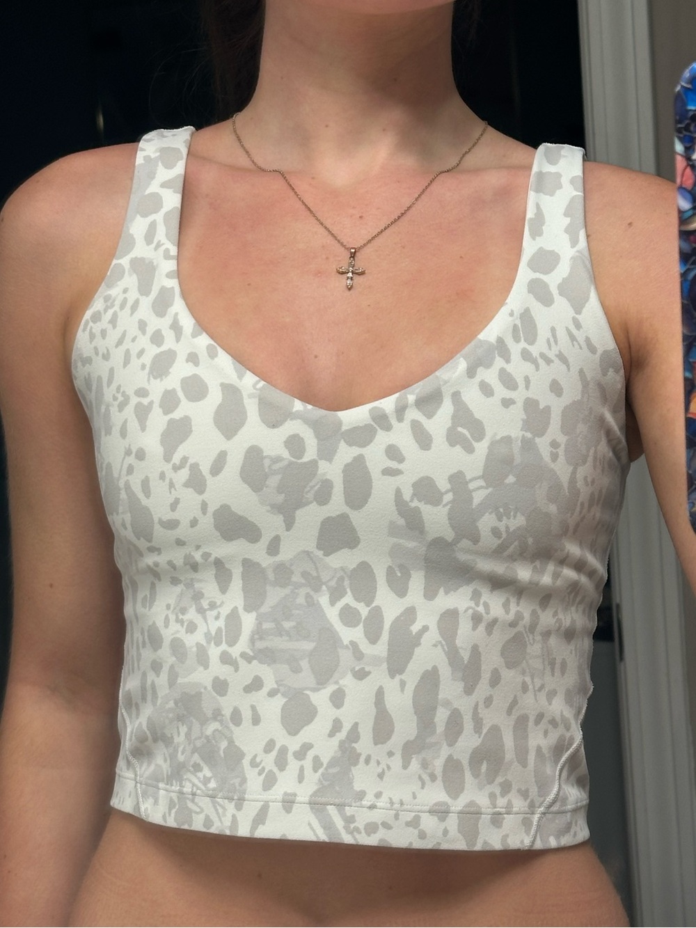 Lululemon white + grey leopard print align tank